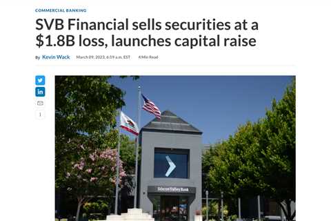 SVB Financial Stock Plummets 60% After $21B Bond Portfolio Sale, Raises $2.25B in New Capital