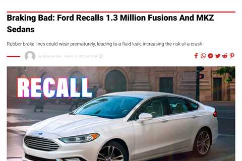 Ford Recalls 1.5 Million Vehicles in the US Over Brake Hose and Wiper Arm Defects